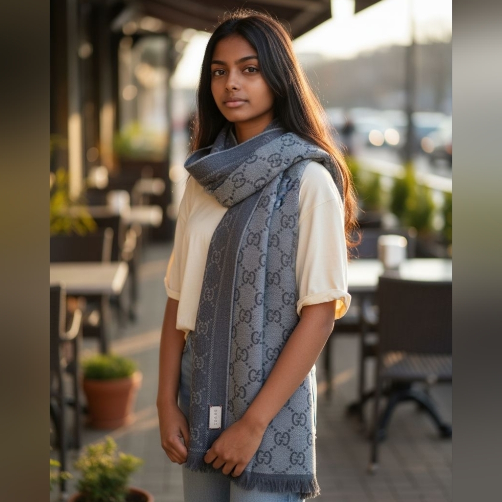 Authentic Gucci Gray wool Scarf - Picture 3 of 6